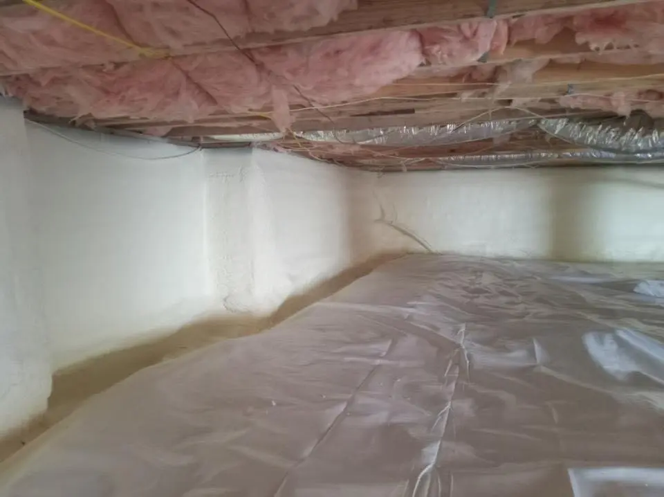 Crawl space encapsulation with closed-cell spray foam for Roof Maintenance in Burlington