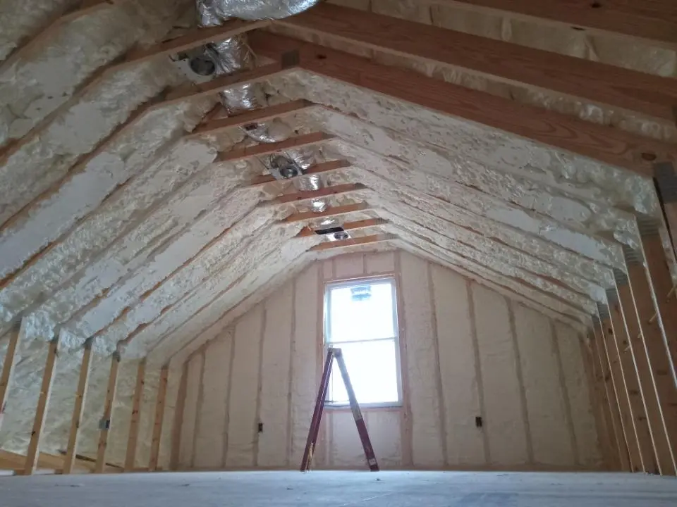 Spray foam roofing application for Crawl Space Insulation project in Burlington